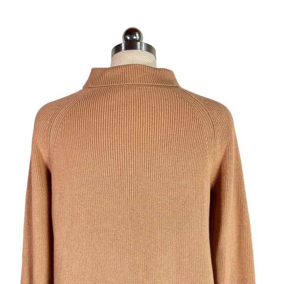 SOLD talbots tan 100% pima cotton ribbed knit sweater Mp petite medium - Picture 4 of 11